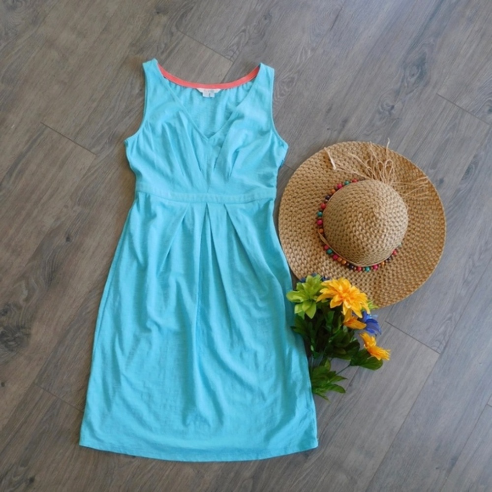 BODEN size 2 aqua dress v-neck side-zipper
